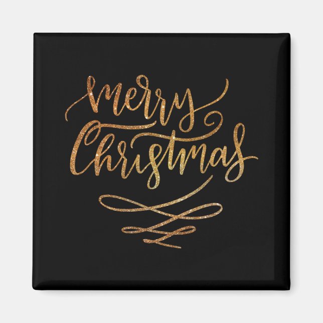 Imán Camiseta Cute Gold Brush Script Feliz Navidad  (Frente)