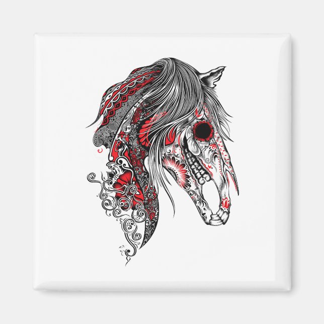Imán Camiseta Cute Sugar Skull Horse (Frente)