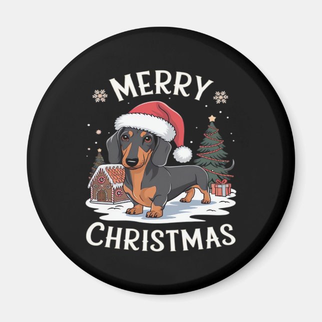 Imán Camiseta Dachshund Merry Christmas Classic (Frente)