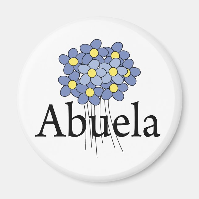 Imán Camiseta de Abuela de Flor Azul bonito (Frente)