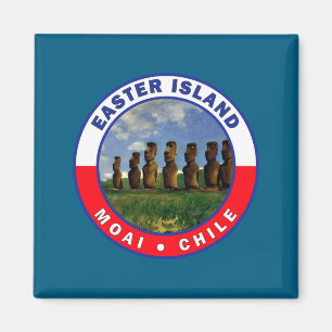 Imán camiseta de acuarela de isla de pascua chile