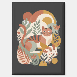Imán Camiseta de arte boho floral retro