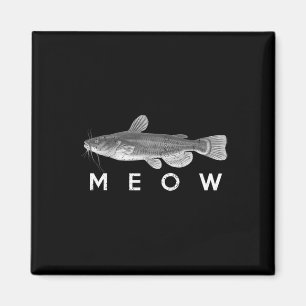 Imán Camiseta de bagre Miau divertido gato pescando Pes