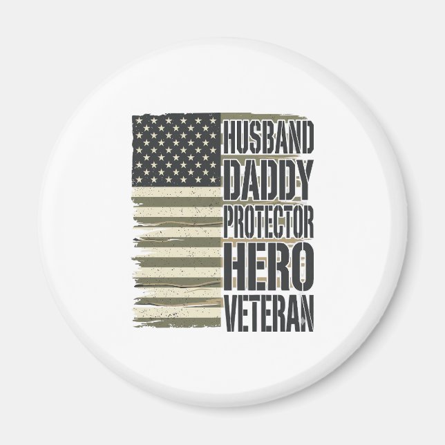 Imán Camiseta de bandera de héroe protector papá esposo (Frente)