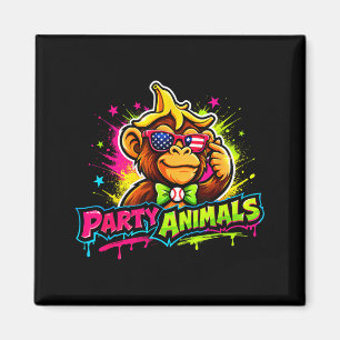 Imán Camiseta de béisbol de animales de fiesta