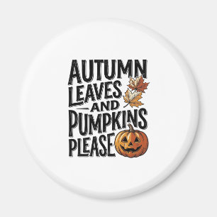 Imán Camiseta de calabaza de otoño con hojas y ambiente