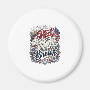 Imán Camiseta de cerveza patriótica Rojo Blanco & Brews