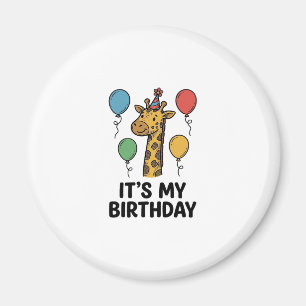 Imán Camiseta de cumpleaños de jirafa linda Diseño de f