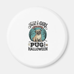 Imán Camiseta de diseño vintage pug Halloween chica ama