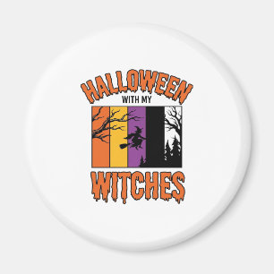 Imán Camiseta de escoba de bruja de Halloween vintage D