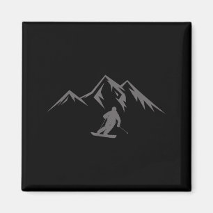 Imán Camiseta de esquí montaña de nieve invierno esquia