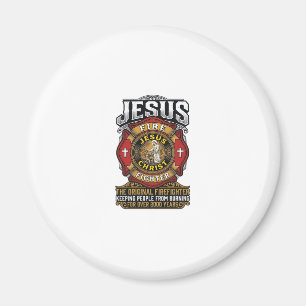 Imán Camiseta de fe cristiana vintage bombero Jesús