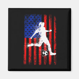 Imán Camiseta de fútbol de bandera americana para niñas