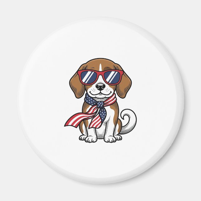 Imán Camiseta de gafas de sol de perro Beagle patriótic (Frente)