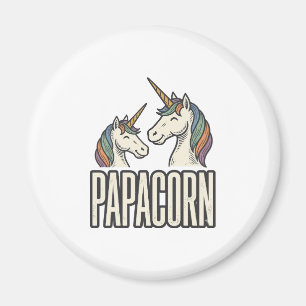 Imán Camiseta de grabado vintage de Papacorn Unicorn Da