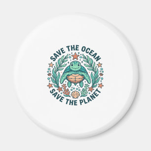 Imán Camiseta de grabado vintage de tortuga marina Salv