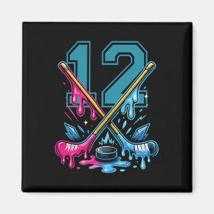 Imán Camiseta de hockey con helado goteando número 12 a