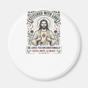 Imán Camiseta de Jesús cosiendo acolchado Gráfico crist
