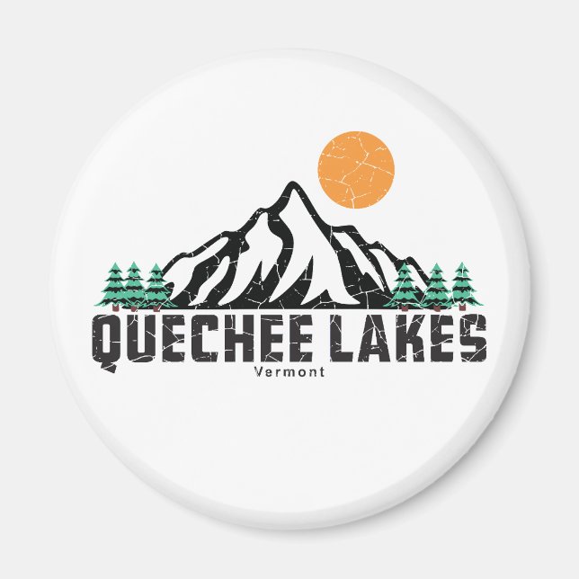 Imán Camiseta de la puesta de sol en los lagos de Quech (Frente)
