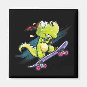 Imán Camiseta de monopatín Dino niños skateboarding hom