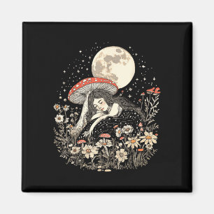 Imán Camiseta de mujer de hongo cottagecore vintage