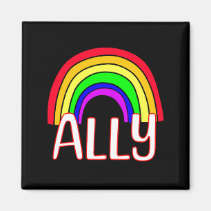 Imán Camiseta de orgullo de arcoíris y corazón lindo Al