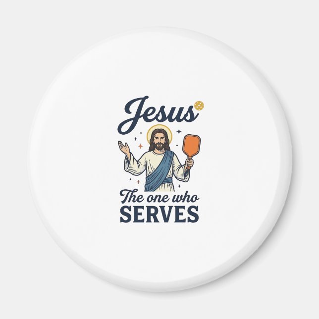 Imán Camiseta de pickleball de Jesús el que sirve (Frente)