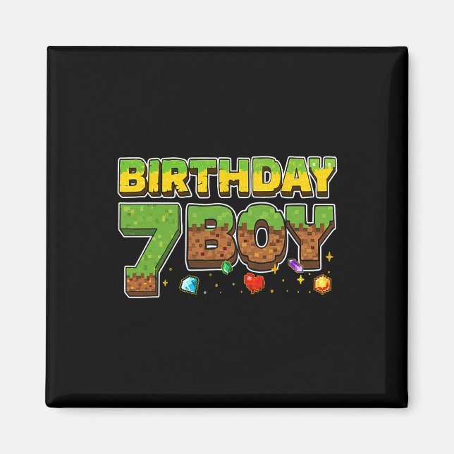 Imán Camiseta de píxeles divertida para niño cumpleaños (Frente)