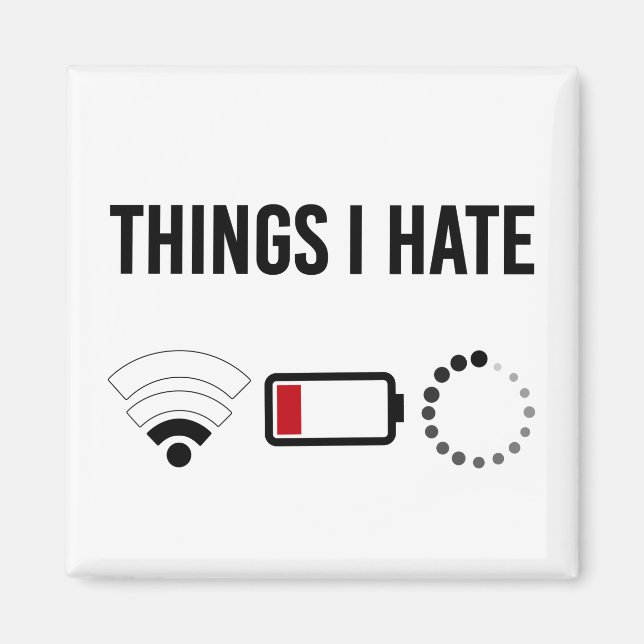 Imán Camiseta de Programador Cosas que Odio Icono de Pr (Frente)