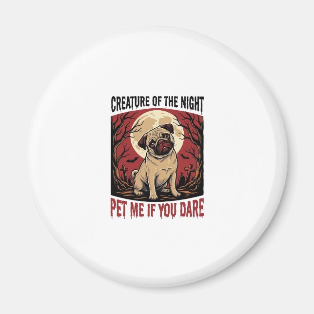 Imán Camiseta de Pug de Halloween con Cementerio Espelu (Frente)