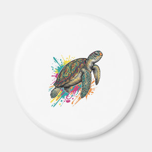 Imán Camiseta de Salpicadura de Color de Tortuga Marina