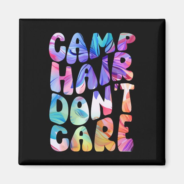 Imán Camiseta de verano para niñas de camping con pelo  (Frente)