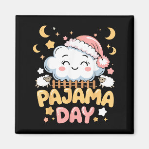 Imán Camiseta del día de pijama para maestros, divertid