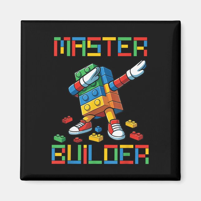 Imán Camiseta del Maestro Constructor Bloques de Dabbin (Frente)