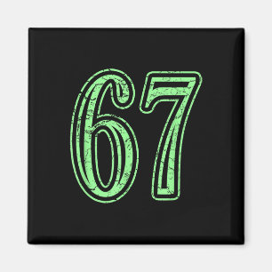 Imán Camiseta deportiva desgastada número 67 verde ment