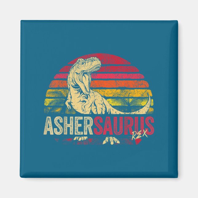 Imán Camiseta Divertida Asher Saurus Dinosaurio Rex Nom (Frente)