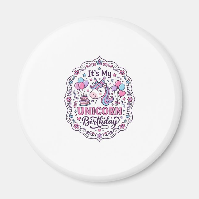 Imán Camiseta divertida de cumpleaños de unicornio Unic (Frente)