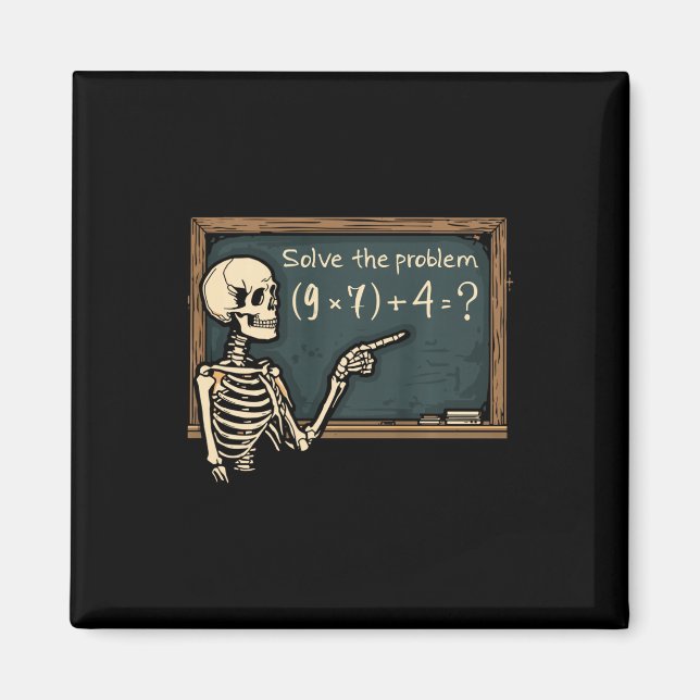 Imán Camiseta divertida de esqueleto de Halloween con b (Frente)