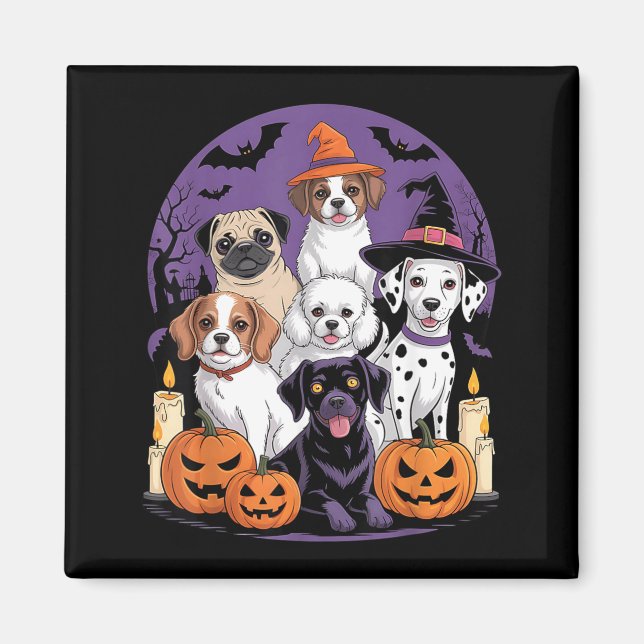 Imán Camiseta divertida de Halloween de perro fantasma, (Frente)