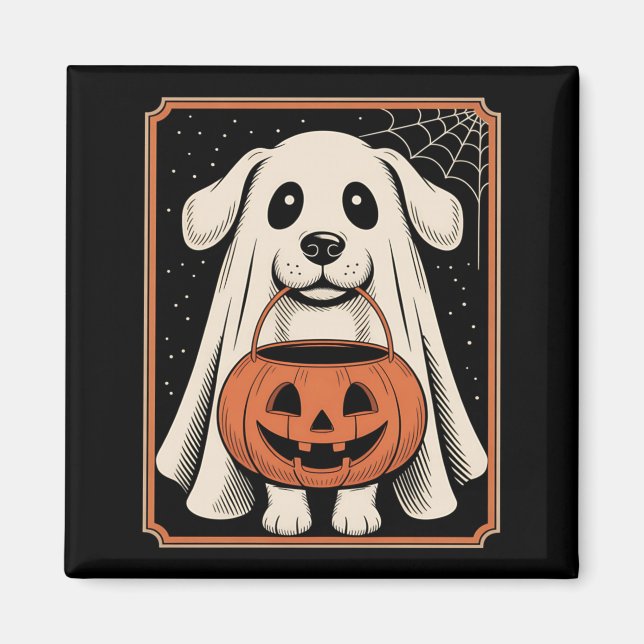 Imán Camiseta divertida de Halloween de perro fantasma  (Frente)