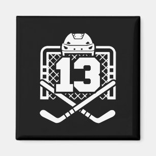 Imán Camiseta divertida de hockey número 13 para jugado