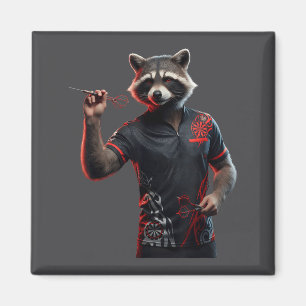 Imán Camiseta divertida de mapache de dardos para lanza