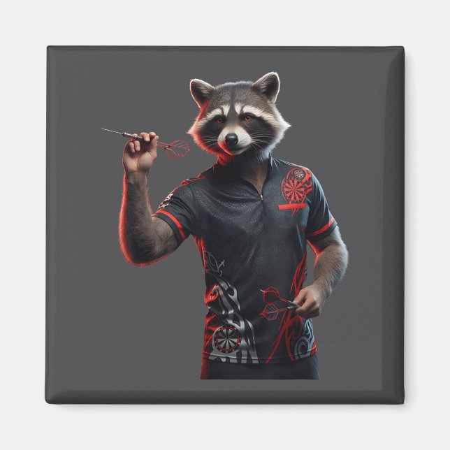 Imán Camiseta divertida de mapache de dardos para lanza (Frente)