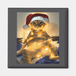 Imán Camiseta divertida de Navidad de gato meme Cute Ho