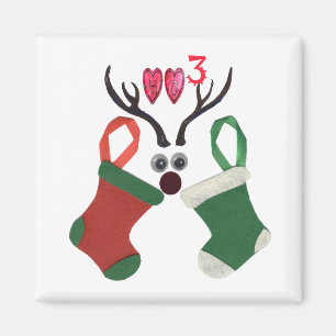 Imán Camiseta Divertida de Navidad: Medias de Reno Ho H