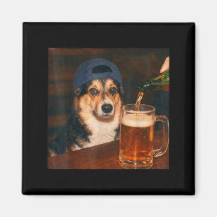 Imán Camiseta divertida de perro bebiendo cerveza para