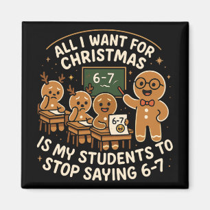 Imán Camiseta divertida de pijama de Navidad 67 Seis Si