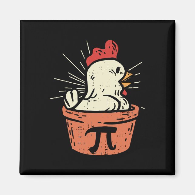 Imán Camiseta divertida de pollo Pot Pi Día de pastel a (Frente)