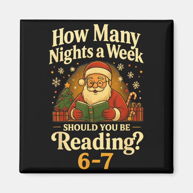 Imán Camiseta divertida de Santa leyendo 67 Meme Navida (Frente)