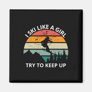 Imán Camiseta Divertida Esquío Como Una Chica Traten De